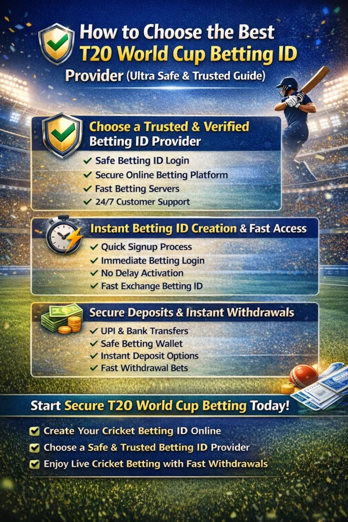 How to choose the best T20 World Cup betting ID provider with secure cricket betting account, instant betting ID, and live exchange platform guide