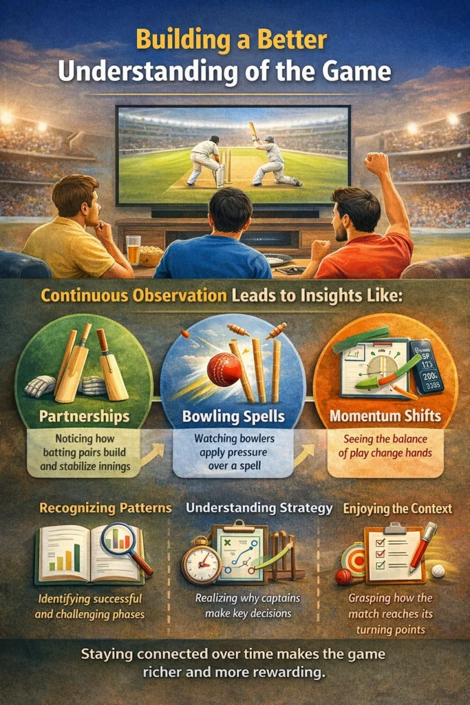 Building a better understanding of the game through partnerships bowling spells and momentum shifts in cricket