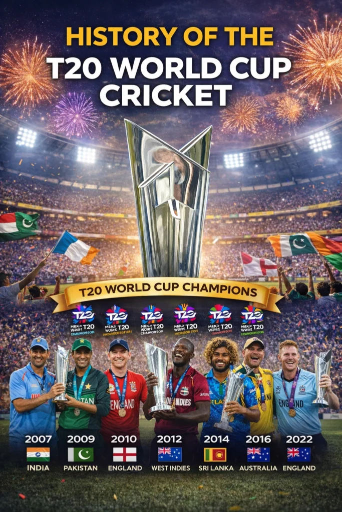 History of T20 World Cup Cricket champions trophy stadium crowd – complete timeline of winners and tournament records