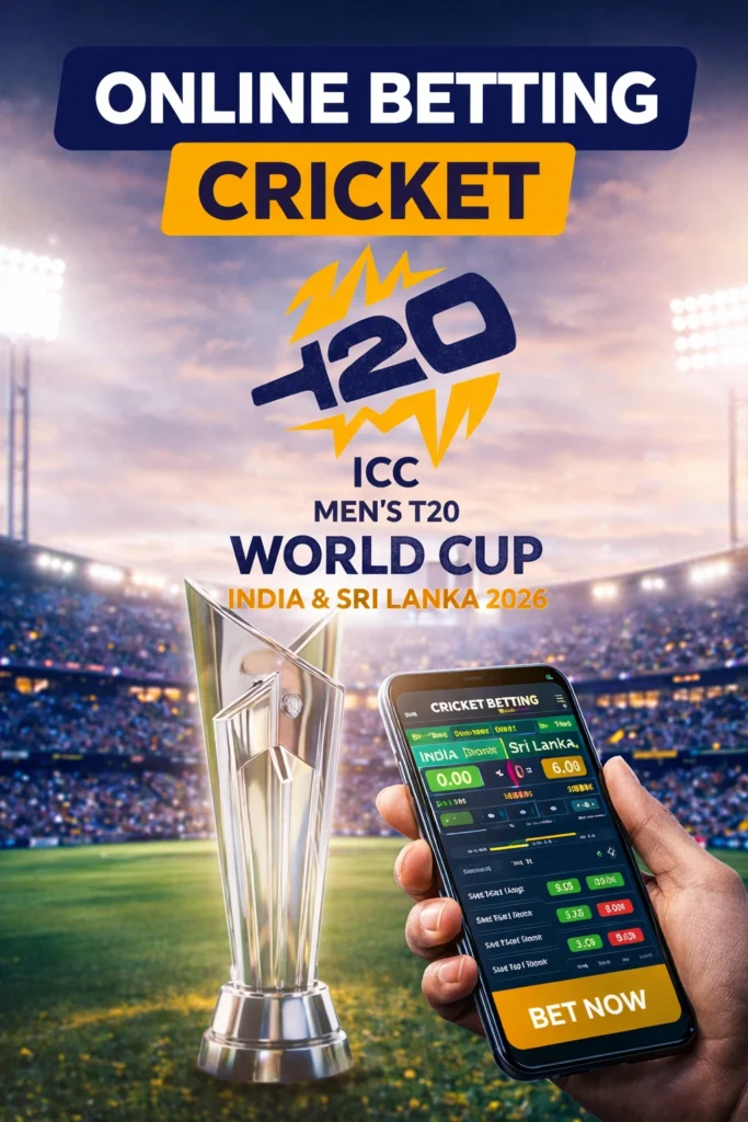 Online Cricket Betting 2026 header banner with cricket trophy logo and sports betting guide theme