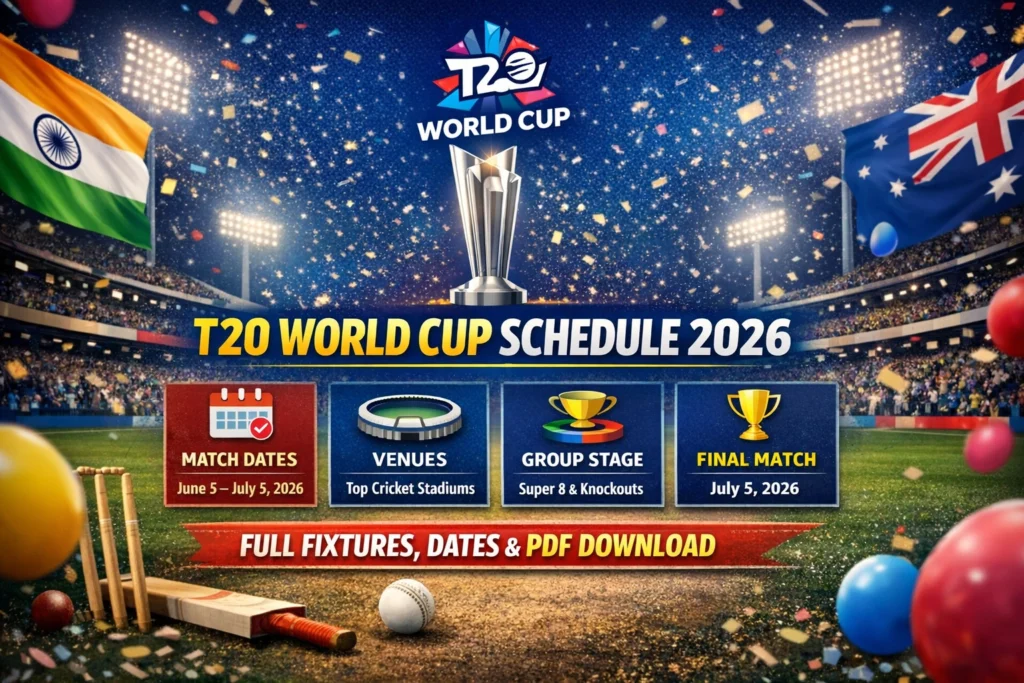 T20 World Cup 2026 Schedule with full fixtures, match dates, venues and timings