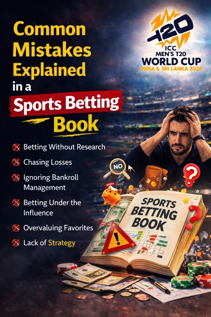 Common mistakes explained in a sports betting book showing betting errors, poor bankroll management, and emotional betting decisions.