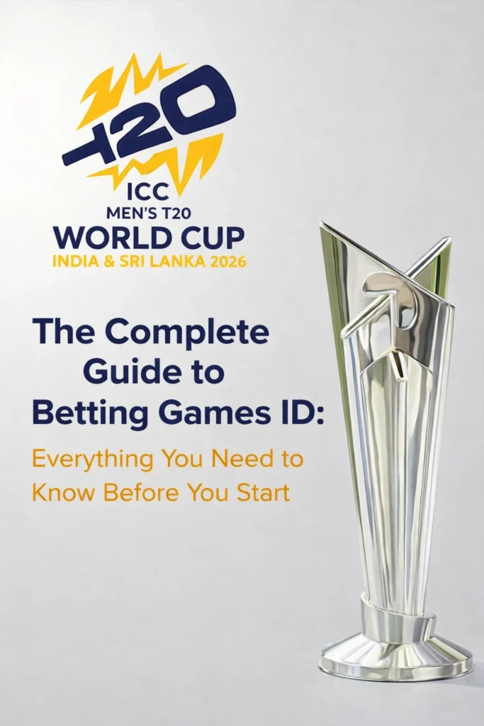 Betting games ID complete guide with ICC Men's T20 World Cup 2026 logo and trophy