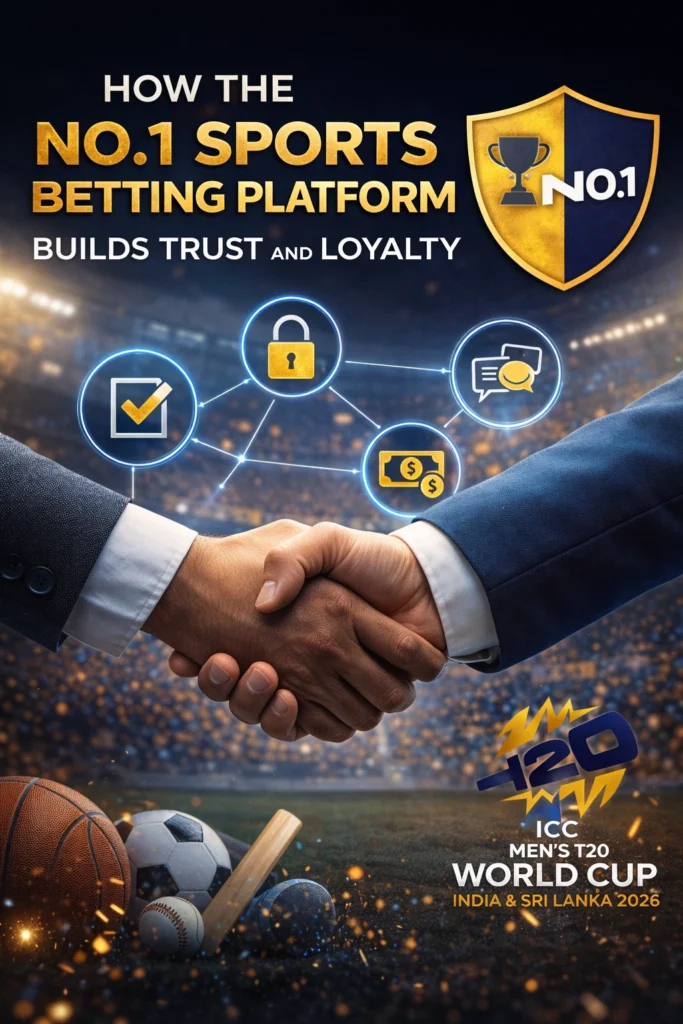 No.1 sports betting platform trust and loyalty concept banner with official logo and secure betting visuals