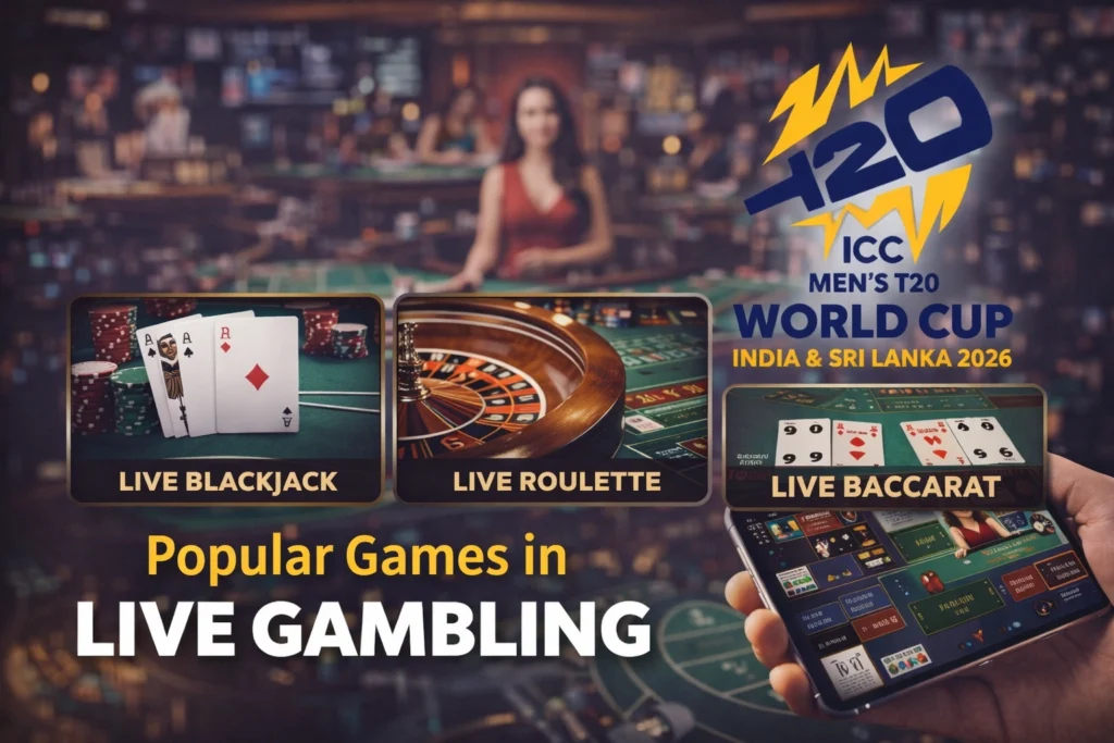 Popular games in live gambling including live blackjack roulette and baccarat tables