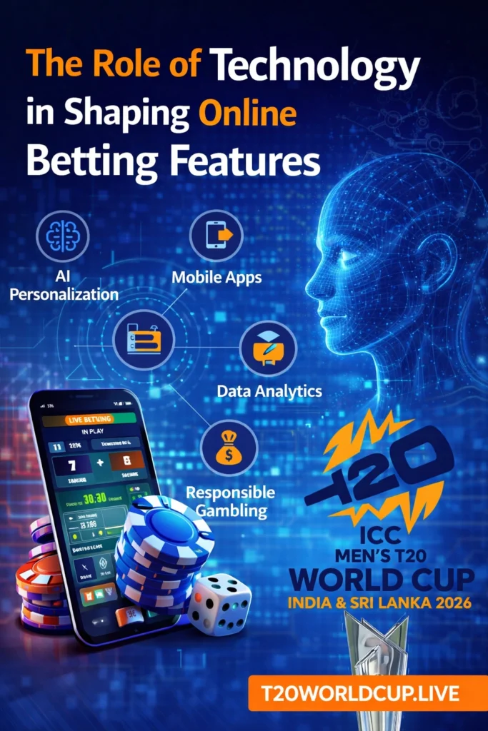 Role of technology in shaping online betting features with AI, mobile betting, and T20 World Cup logo